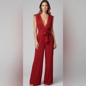 Free People Scarlet Lace-Trimmed Jumpsuit Size 8